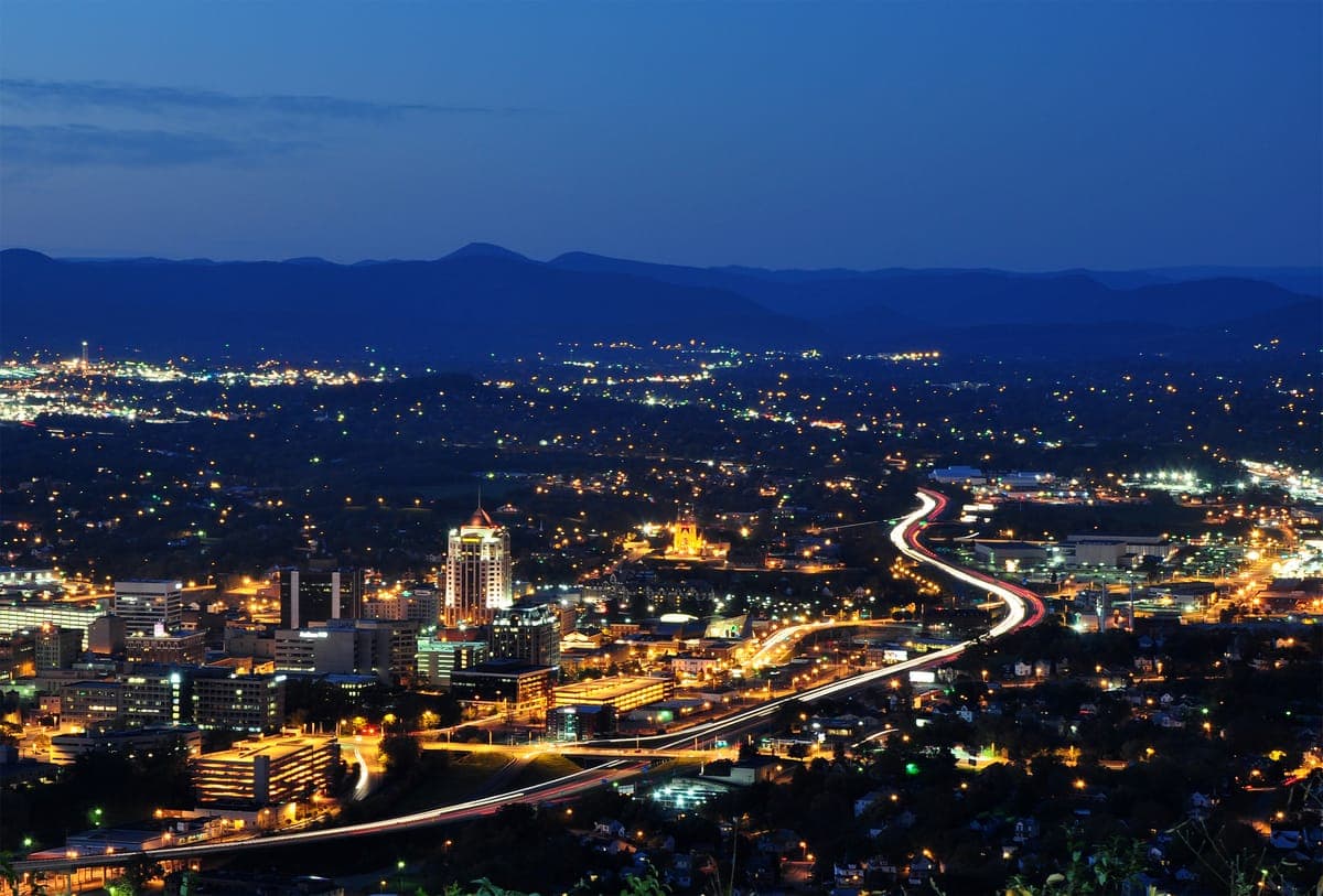 Roanoke skyline and cityscape